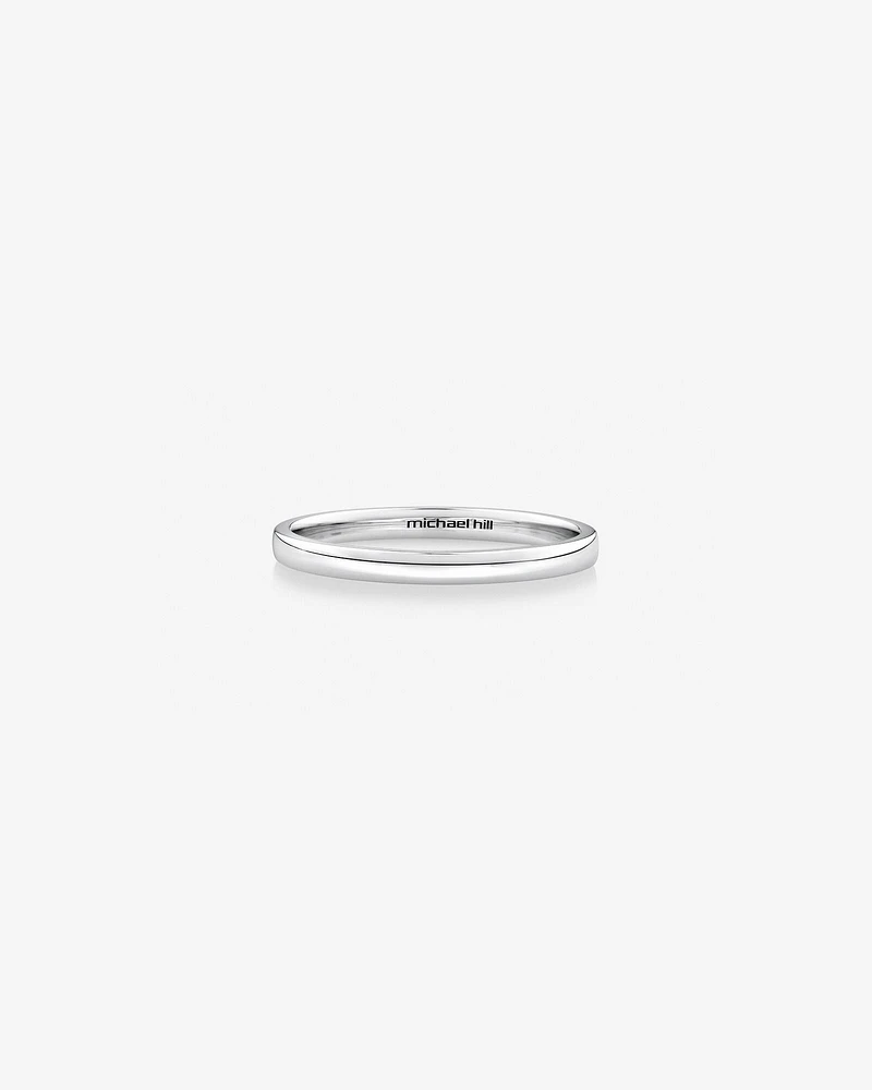 2mm High Domed Wedding Band in 10kt White Gold