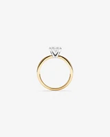 Bague de fiançailles solitaire en or jaune et blanc 14 carats, taille ovale, diamant de synthèse de 2,00 carats