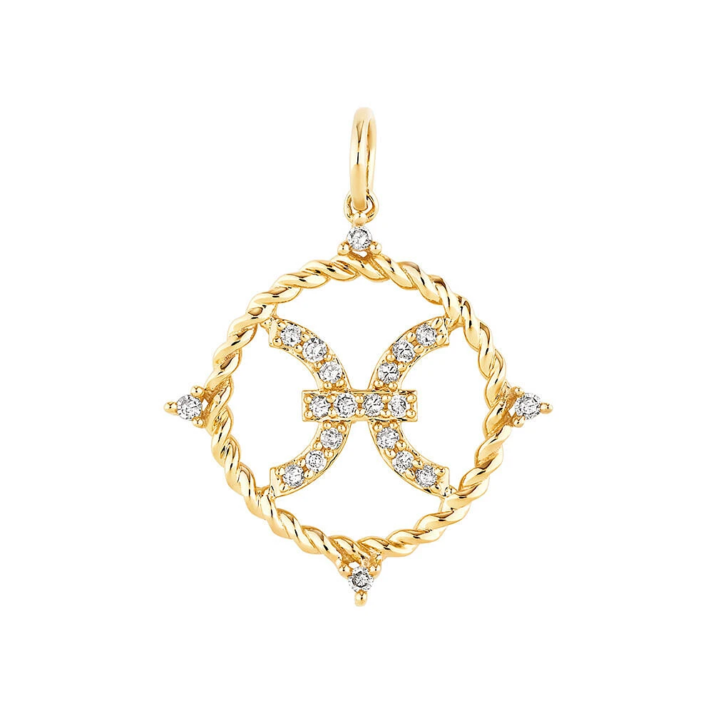 Pisces Zodiac Pendant with 0.15 Carat TW of Diamonds in 10kt Yellow Gold