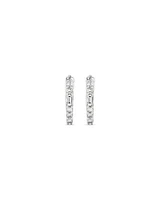 Boucles d'Oreilles Mini Créoles Dot Dash de Diamant de 0,13 Carat TW en Or Blanc 10kt