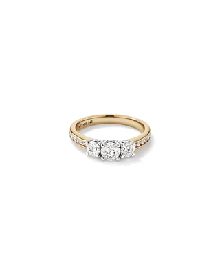 1.00 Carat TW Three Stone Round Brilliant Diamond Engagement Ring in 14kt Yellow and White Gold