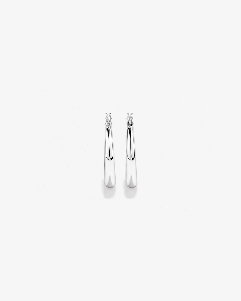 Boucles D'Oreilles Créoles Bombées Graduées En Argent Sterling