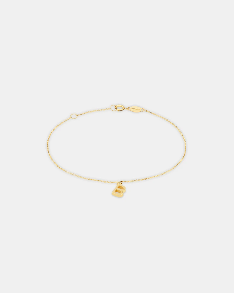 19cm (7.5") C Initial Bracelet in 10kt Yellow Gold