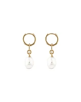 Drop Earrings with Cultured Freshwater Baroque Pearl in 10kt Yellow Gold