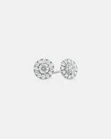 Dainty Halo Earrings with 0.50 Carat TW of Diamonds in 14kt White Gold