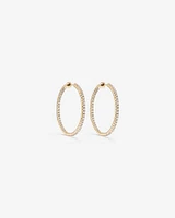 Hoop Earrings With 1.00 Carat TW of Diamonds Set in 10kt Yellow Gold