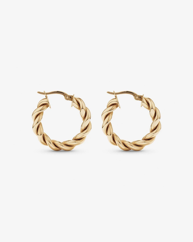 Croissant Twist 15mm Hoop Earrings in 10kt Yellow Gold