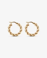 Croissant Twist 15mm Hoop Earrings in 10kt Yellow Gold