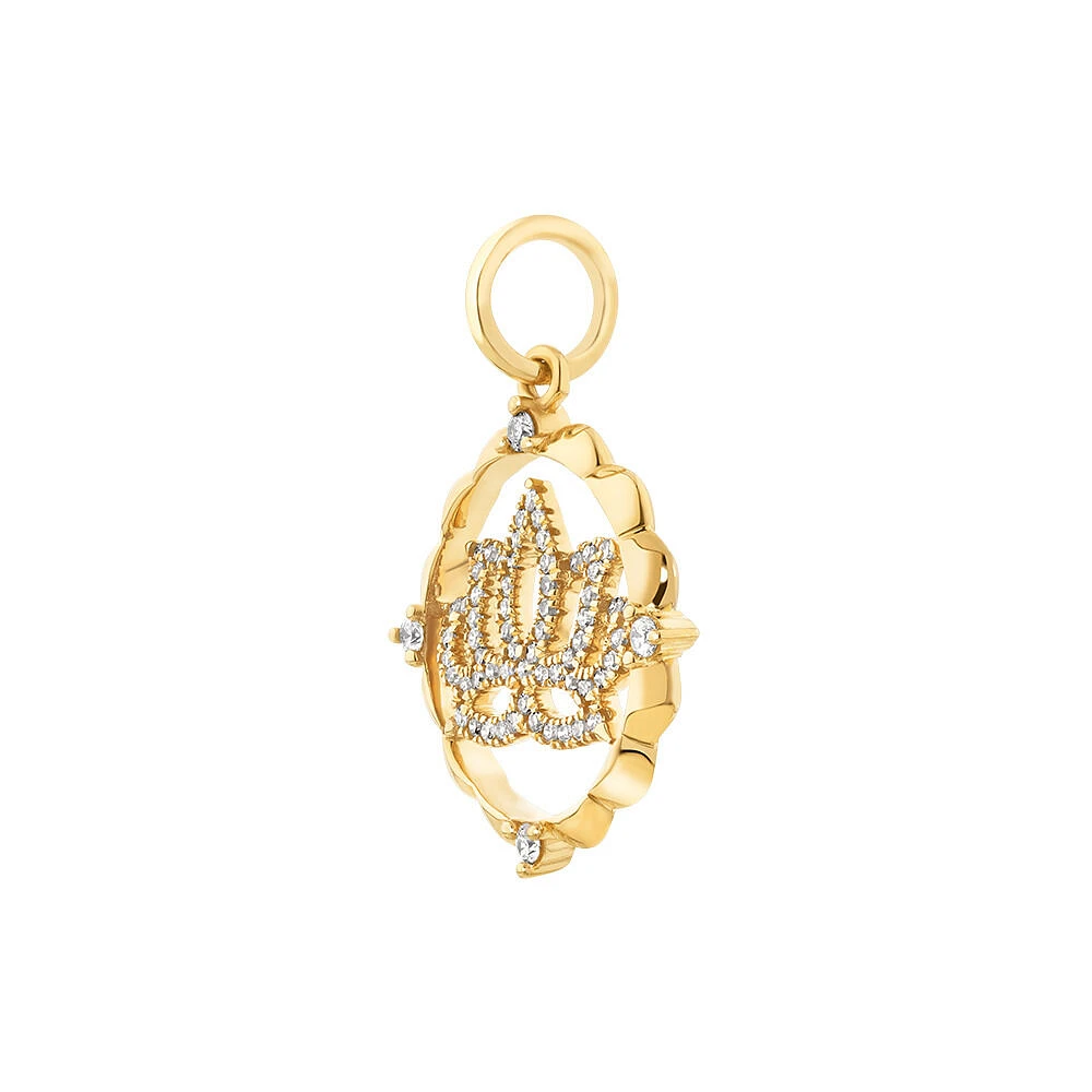 Lotus Motif Pendant with 0.15 Carat TW of Diamonds in 10kt Yellow Gold