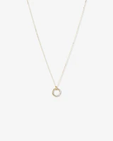 Two-Tone Double Circle Pendant Hammered Finish Necklace in 10kt White and Yellow Gold