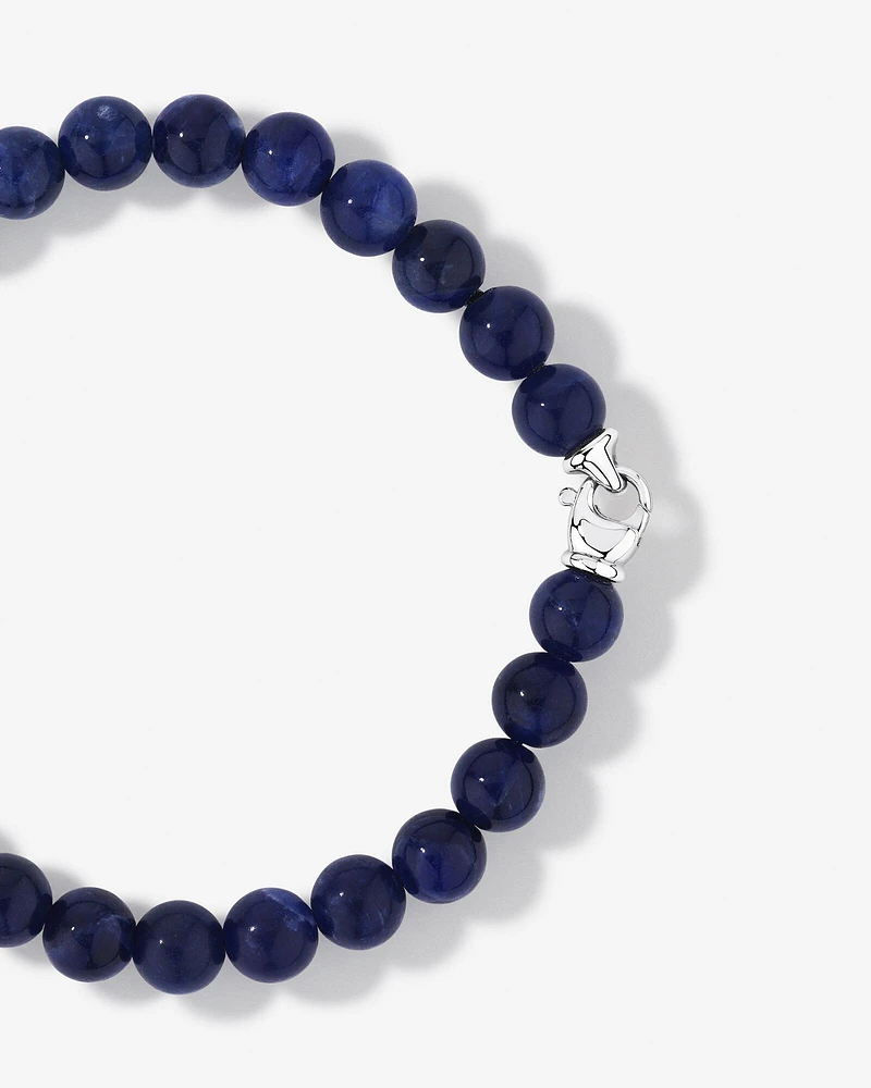 Bracelet de perles en sodalite bleue avec argent sterling