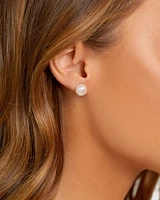 Stud Earrings with 9mm Button Cultured Freshwater Pearls in Sterling Silver