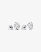 0.60 Carat TW Laboratory-Grown Diamond Oval Halo Stud Earrings Set in 10kt White Gold