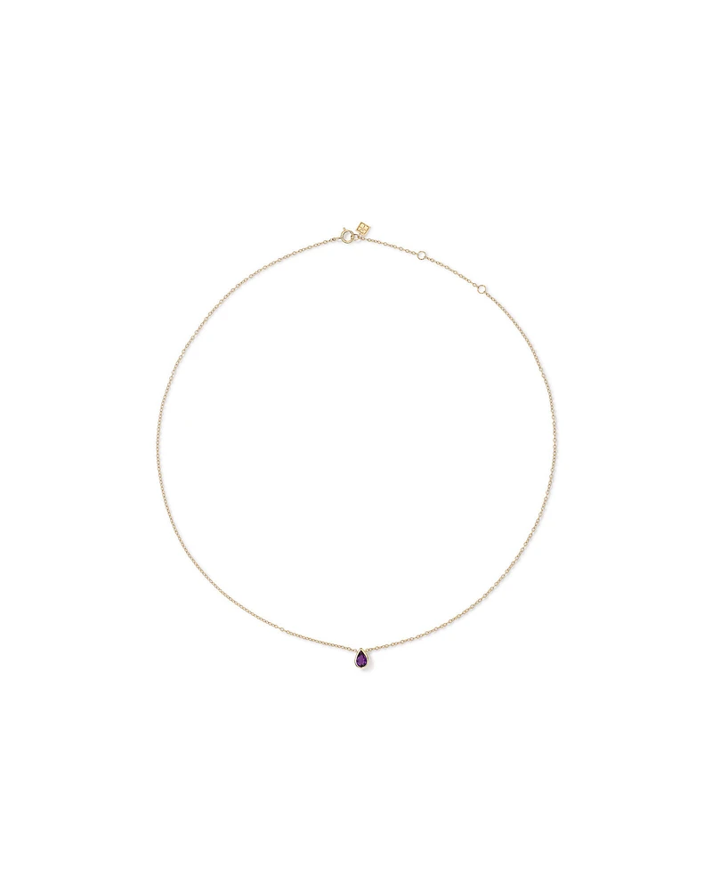 Collier Lariat Avec Améthyste Violette Taille Poire Et Diamants En Or Jaune 10 Ct