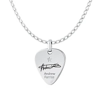 INXS Andrew Farriss Engraved Guitar Pick Pendant with Chain in Recycled Sterling Silver