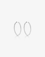 Oval Shape Hoop Earrings with 1.00ct TW of Diamonds in 10kt White Gold