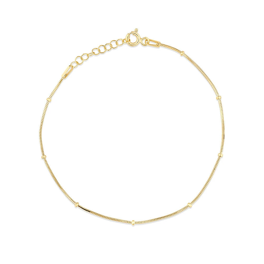 Snake & Bead Station Bracelet in 10kt Yellow Gold