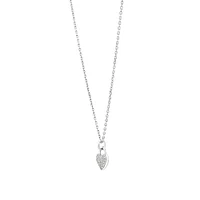 Fine Pave Diamond Heart Pendant Necklace in Sterling Silver