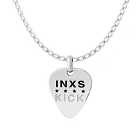 INXS Kick Engraved Guitar Pick Pendant with Chain in Recycled Sterling Silver