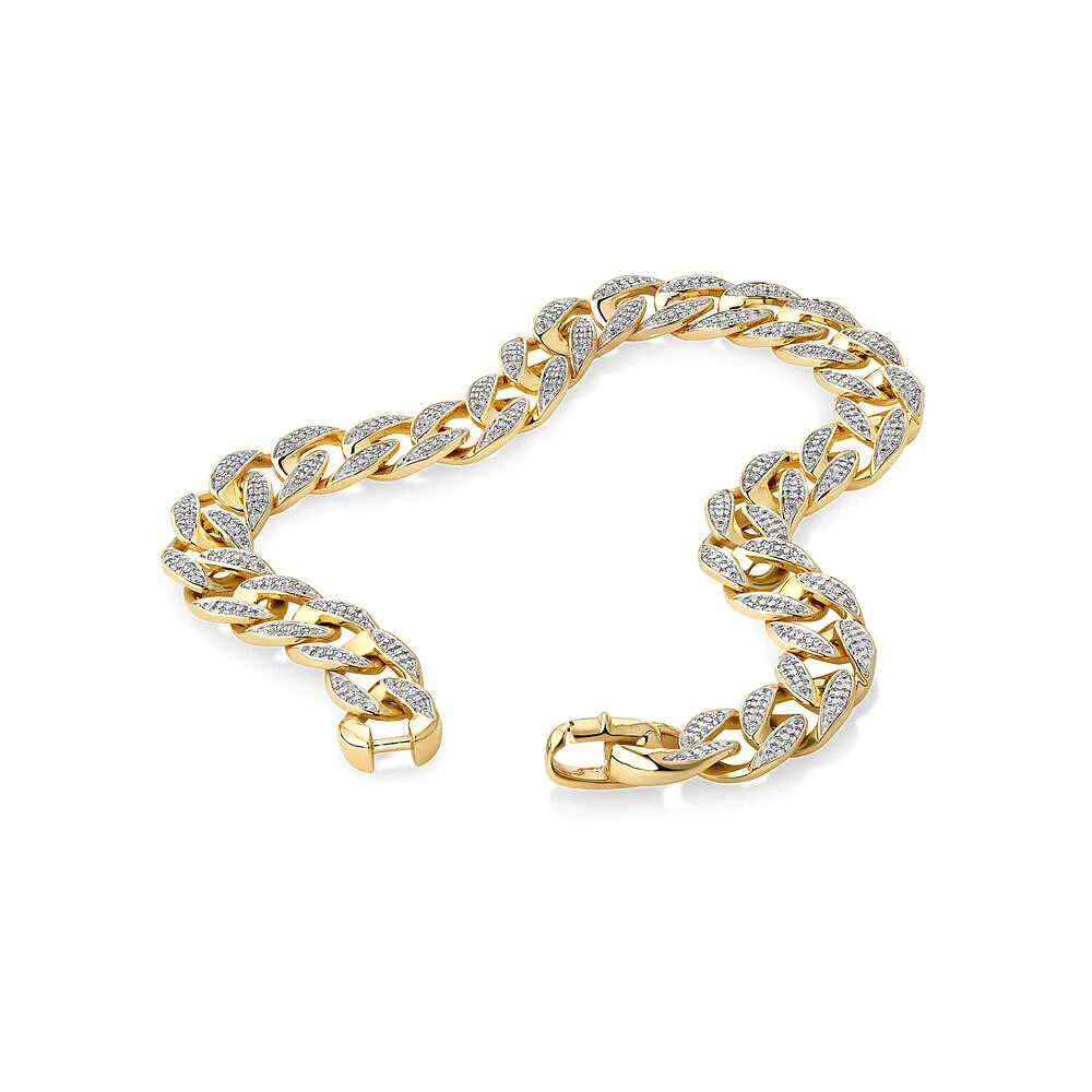 2.00 Carat TW Diamond Set Cuban Link Bracelet in 10kt Yellow and White Gold