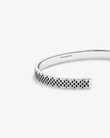 Men's Link Pattern Textured Cuff Bangle in Sterling Silver