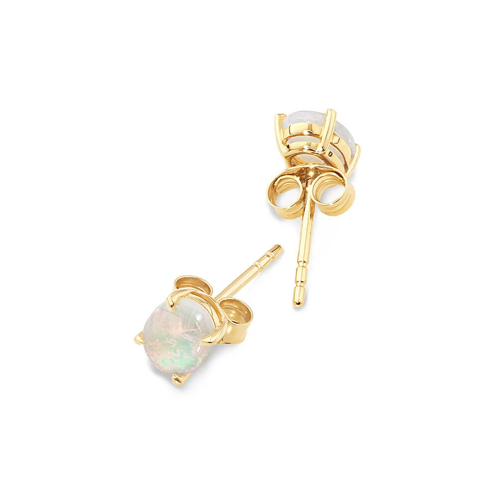 Stud Earrings with Opal in 10kt Yellow Gold