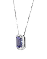 Halo Pendant with Tanzanite & 0.17 Carat TW of Diamonds in 14kt White Gold