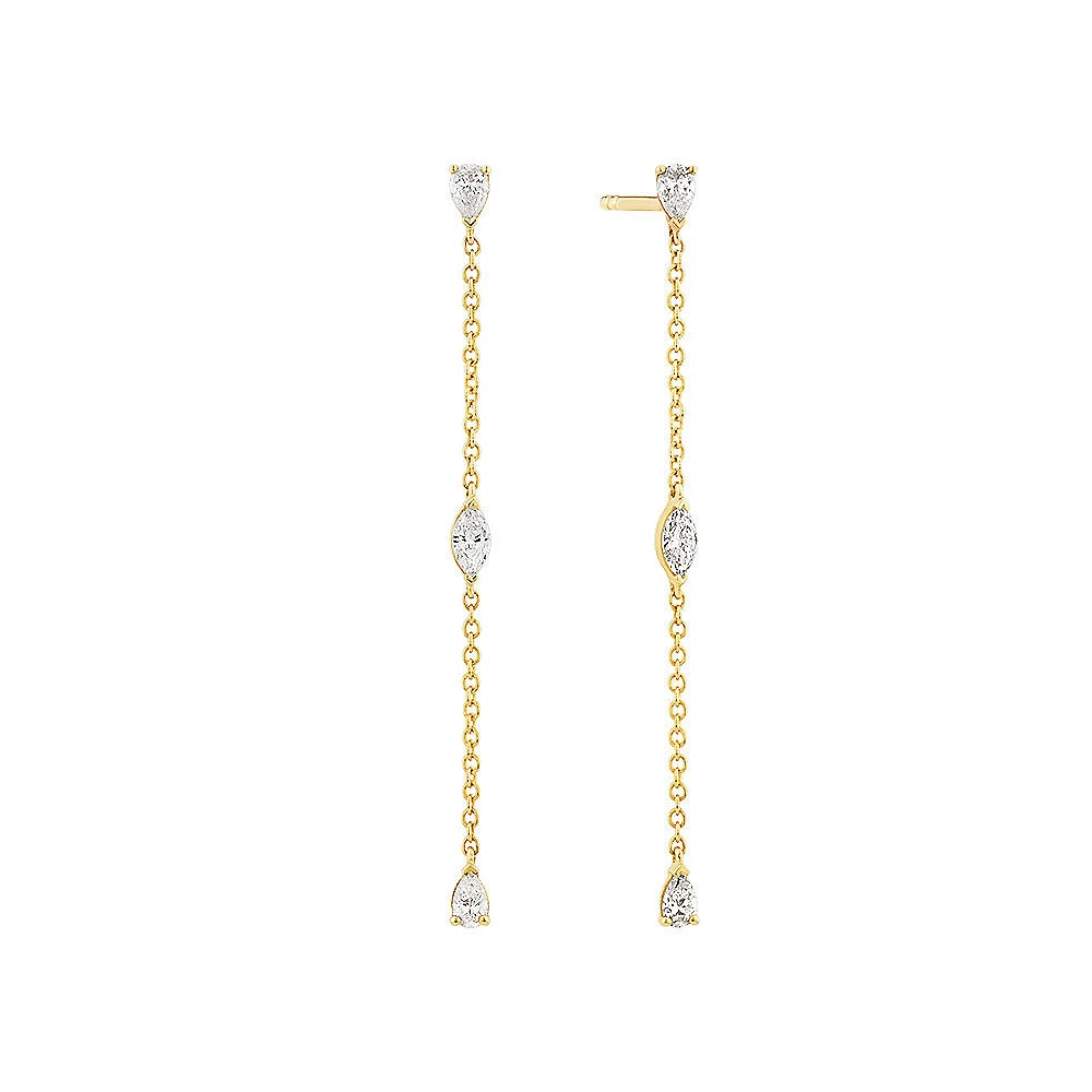 0.32 Carat TW Fancy Cut Laboratory-Grown Diamond Drop Earrings in 10kt Yellow Gold