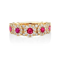 Bubble Ring with Ruby and .50 Carat TW Diamonds in 14kt Yellow Gold