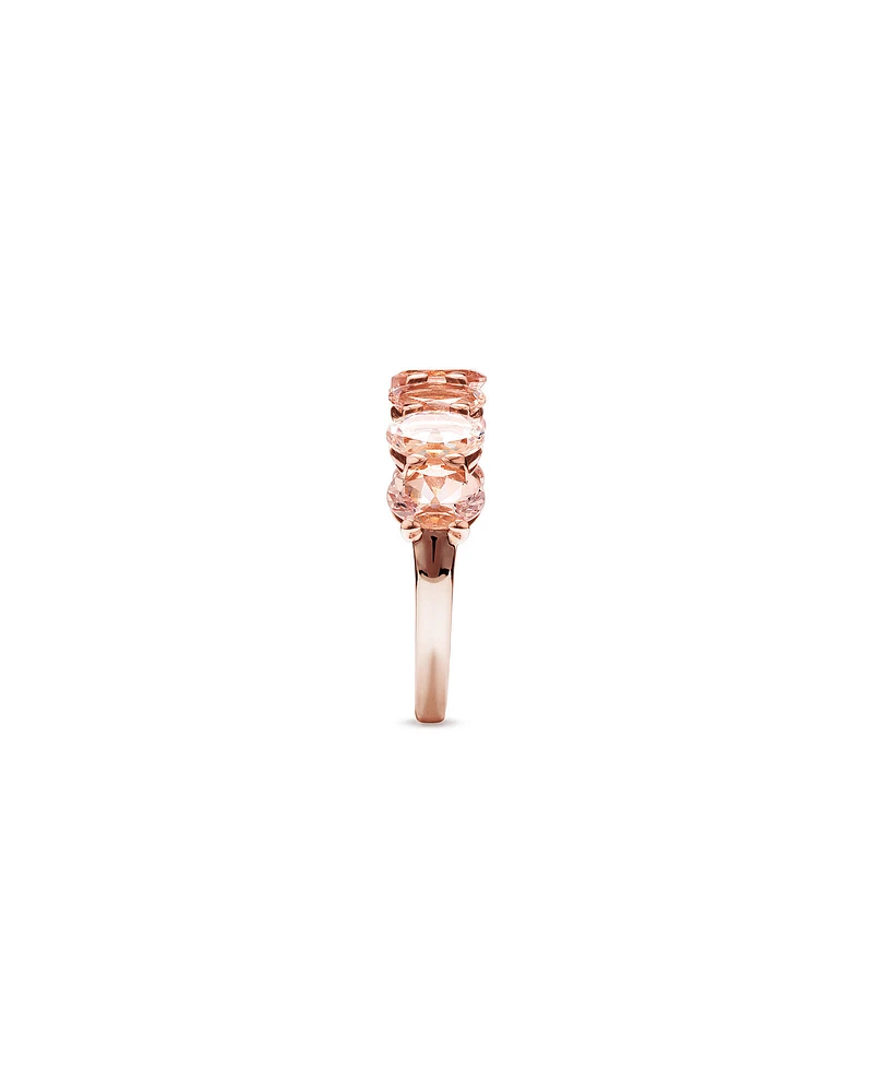 Bague éternité en or rose 10 K avec morganite, 6 x 4 mm