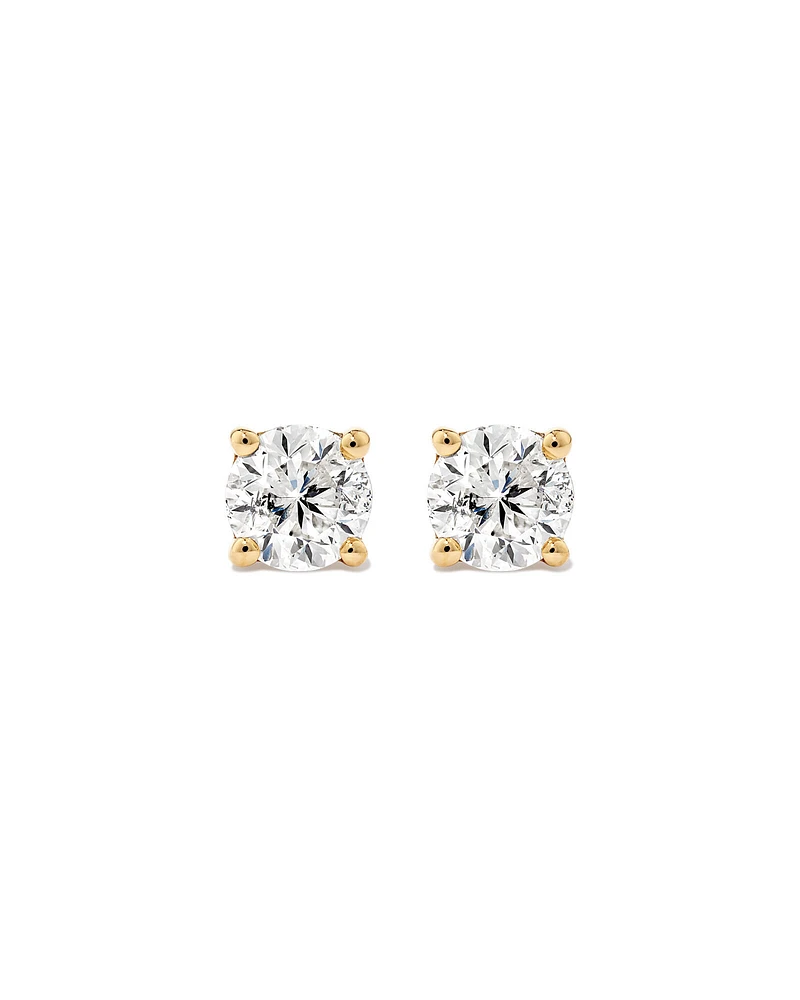 0.75 Carat TW Diamond Solitaire Stud Earrings in 18kt Yellow Gold