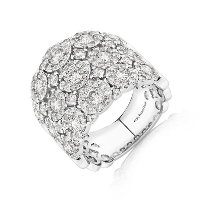 Bague à bulles à 3 rangs en or blanc 14 K avec diamants totalisant 3 ct