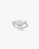 1.95 Carat TW Oval Cut Laboratory-Grown Diamond Solitaire Side Accent Engagement Ring in 14kt White Gold