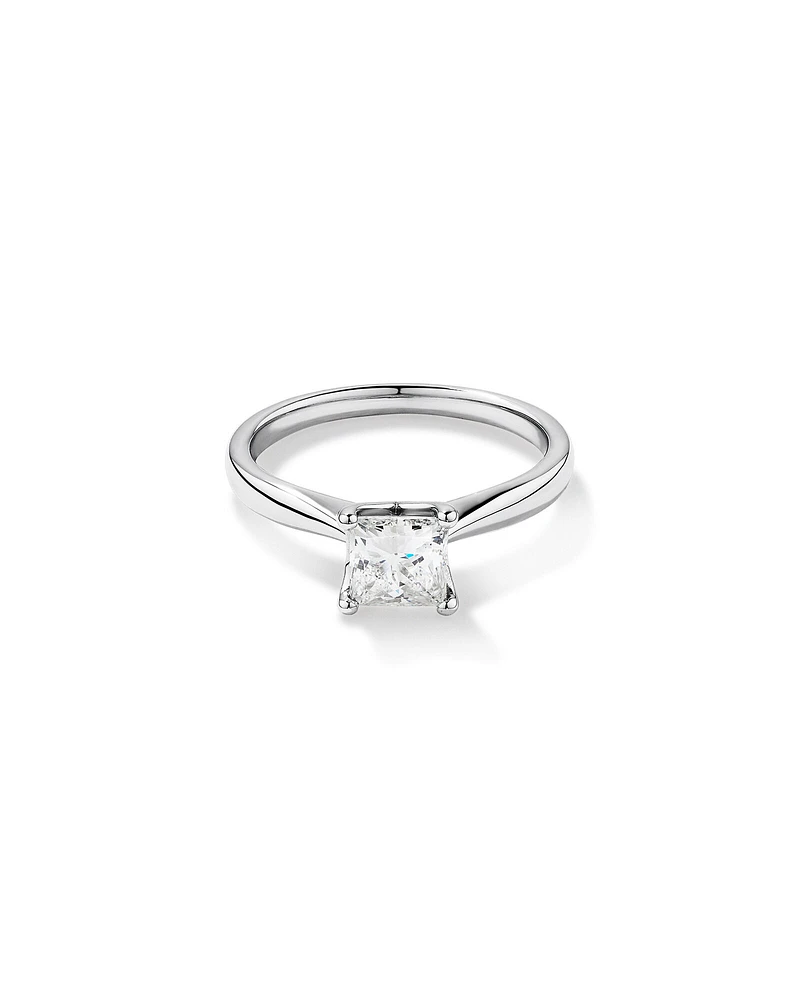 Bague de fiançailles à solitaire en or blanc 18 K avec diamant certifié totalisant 1 ct