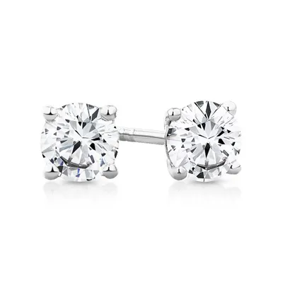 0.75 Carat TW Diamond Solitaire Stud Earrings in 18kt Yellow Gold
