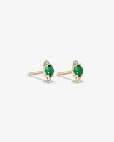 3 Stone Emerald Earrings with .04 Carat TW Diamonds in 10kt Yellow Gold