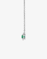 Halo Pendant with Emerald & 0.14 Carat TW of Diamonds in 10kt White Gold