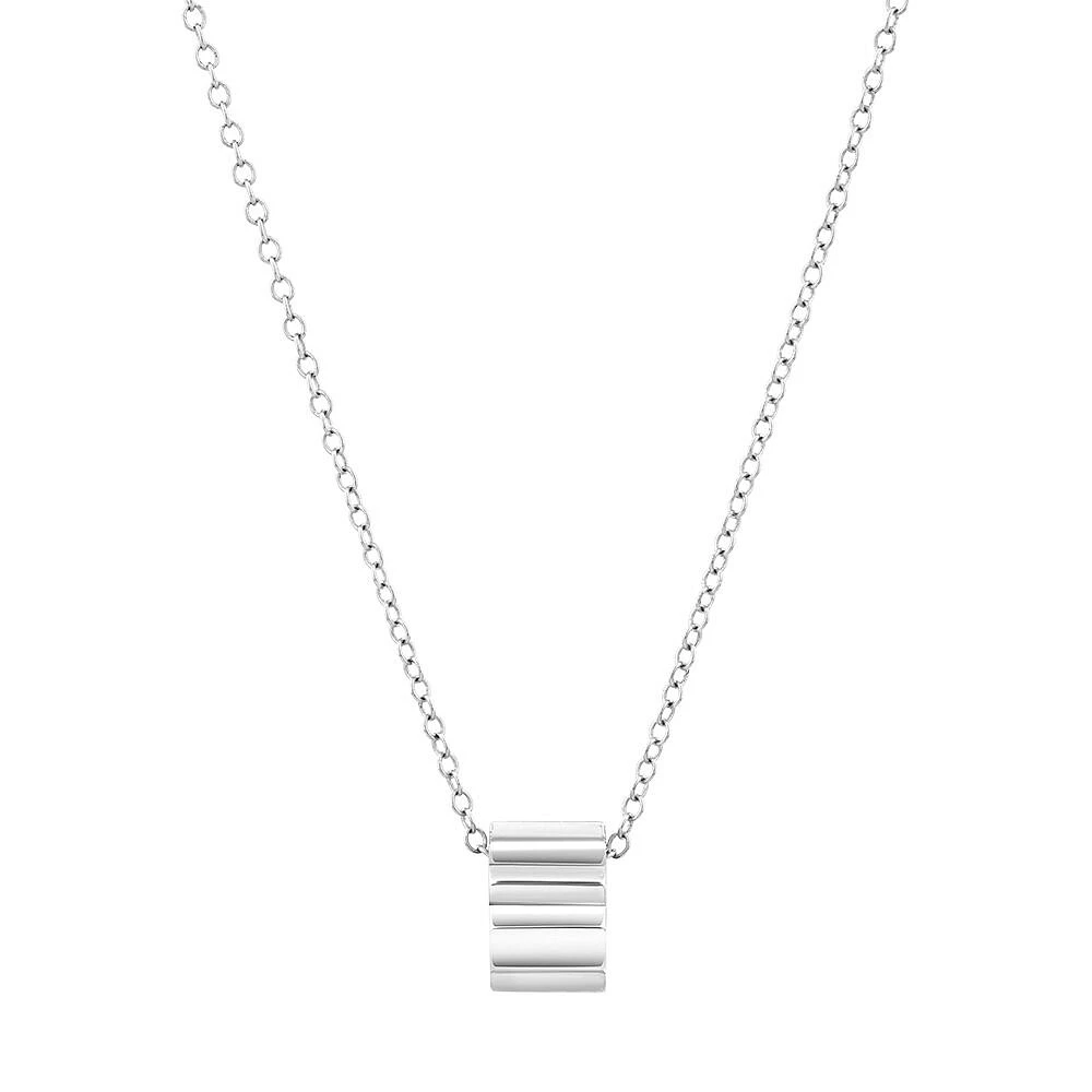 Ribbed Rondel Necklace in 10kt White Gold