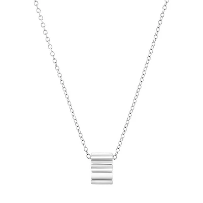 Ribbed Rondel Necklace in 10kt White Gold