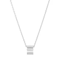 Ribbed Rondel Necklace in 10kt White Gold