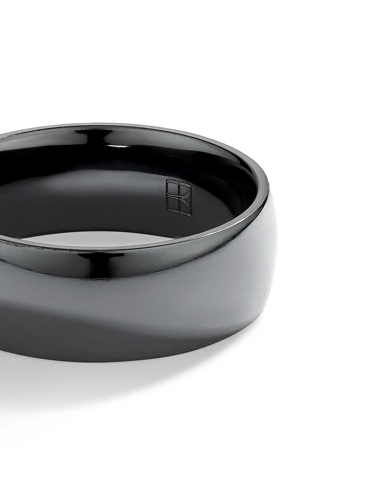 8mm Black Titanium Polished Dome Wedding Band