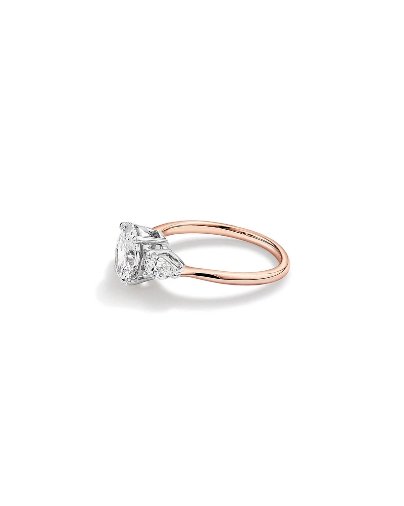 1.65 Carat TW Three Stone Oval and Pear Shaped Laboratory-Grown Diamond Engagement Ring in 14kt White Gold