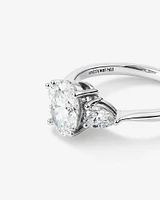 1.65 Carat TW Three Stone Oval and Pear Shaped Laboratory-Grown Diamond Engagement Ring in 14kt White Gold