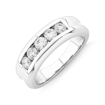 Alliance en or blanc 14 K avec diamants créés en laboratoire totalisant 0,90 ct