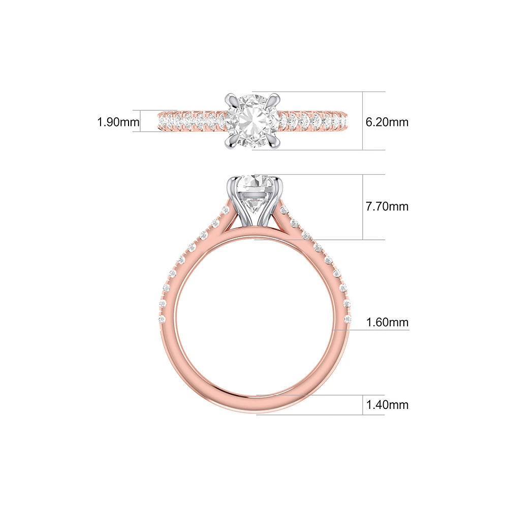 Bague de fiançailles en or blanc 14 K avec diamants totalisant 1,25 ct