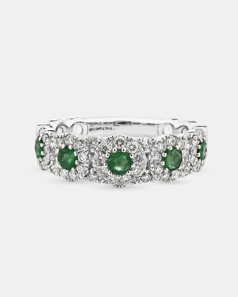 Bubble Ring with Emerald & 0.50 Carat TW of Diamonds in 14kt White Gold