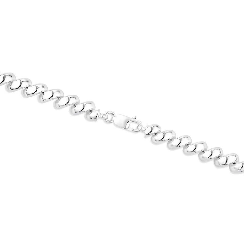 9.5mm Wide Hollow San Marco Chain Necklace in Sterling Silver