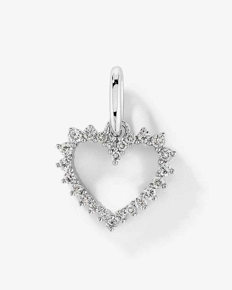 Diamond Open Love Heart Pendant in 10kt White Gold