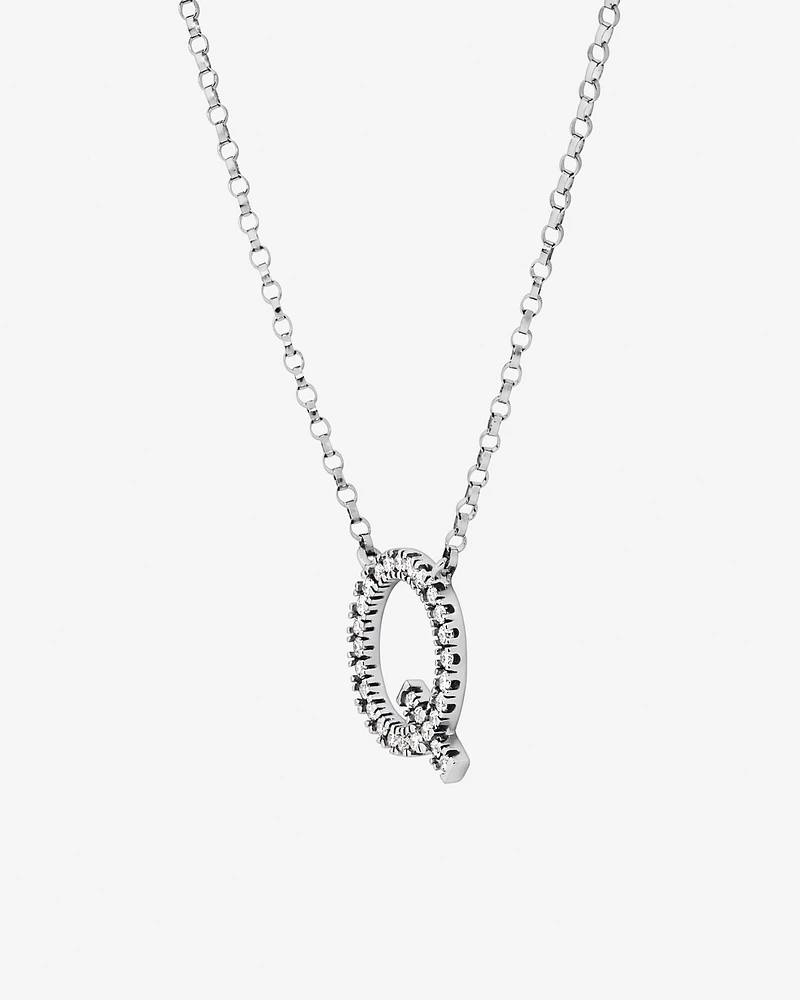A' Initial necklace with 0.10 Carat TW of Diamonds in 10kt White Gold