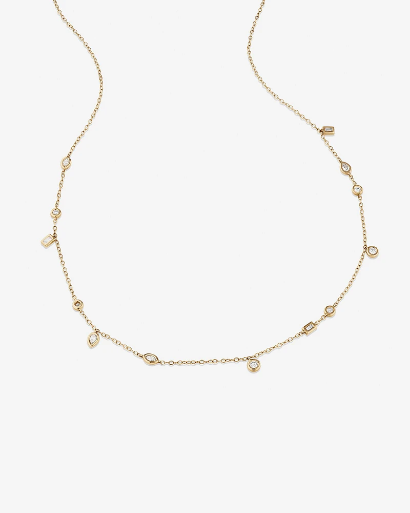 Station Necklace with 0.34 Carat TW of Diamonds in 10kt Yellow Gold